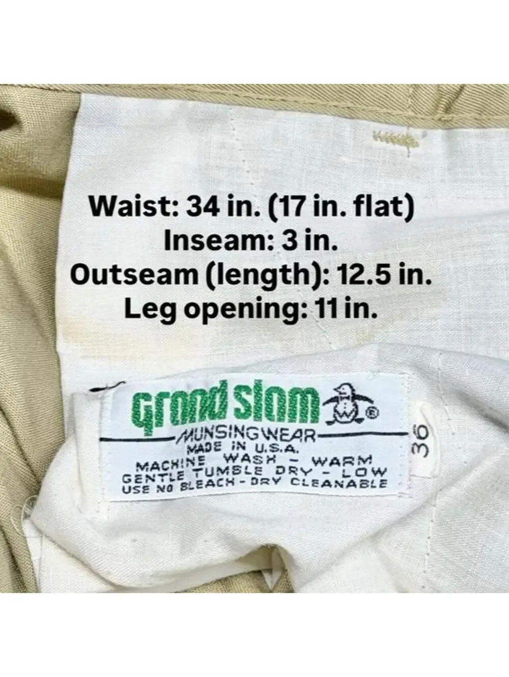 Vintage 60s 70s Munsingwear Grand Slam Shorts Mens 34 Made In USA Talon Zipper